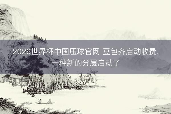 2026世界杯中国压球官网 豆包齐启动收费，一种新的分层启动了