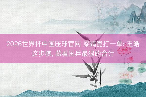 2026世界杯中国压球官网 梁靖崑打一单: 王皓这步棋, 藏着国乒最狠的合计