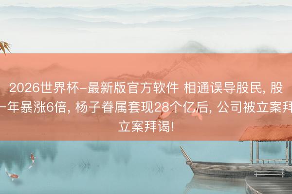 2026世界杯-最新版官方软件 相通误导股民， 股价一年暴涨6倍， 杨子眷属套现28个亿后， 公司被立案拜谒!