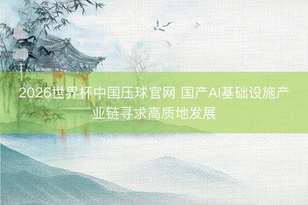 2026世界杯中国压球官网 国产AI基础设施产业链寻求高质地发展