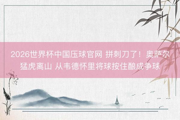 2026世界杯中国压球官网 拼刺刀了！奥萨尔猛虎离山 从韦德怀里将球按住酿成争球