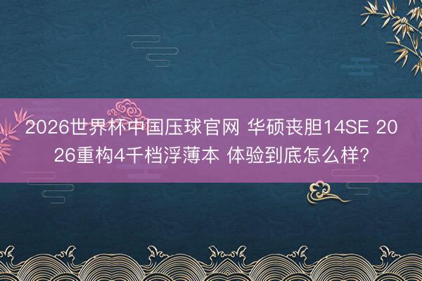 2026世界杯中国压球官网 华硕丧胆14SE 2026重构4千档浮薄本 体验到底怎么样?