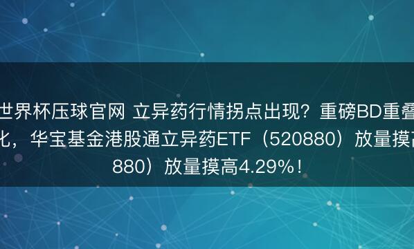 世界杯压球官网 立异药行情拐点出现？重磅BD重叠ASCO催化，华宝基金港股通立异药ETF（520880）放量摸高4.29%！