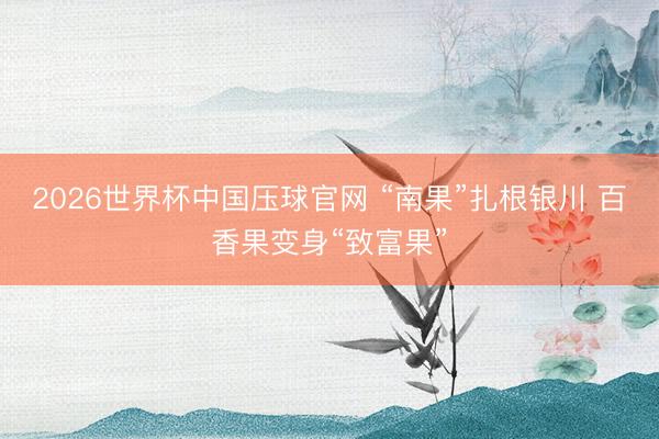 2026世界杯中国压球官网 “南果”扎根银川 百香果变身“致富果”