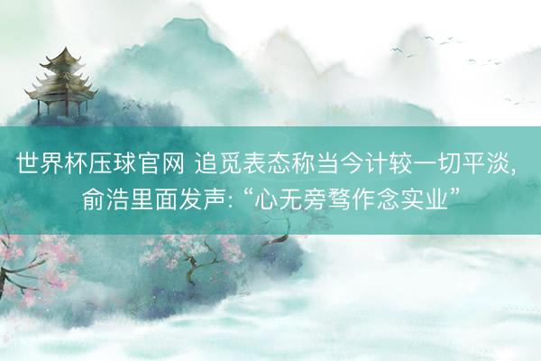 世界杯压球官网 追觅表态称当今计较一切平淡， 俞浩里面发声: “心无旁骛作念实业”