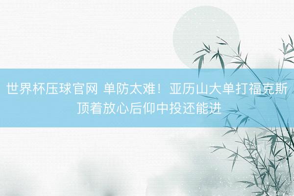 世界杯压球官网 单防太难！亚历山大单打福克斯 顶着放心后仰中投还