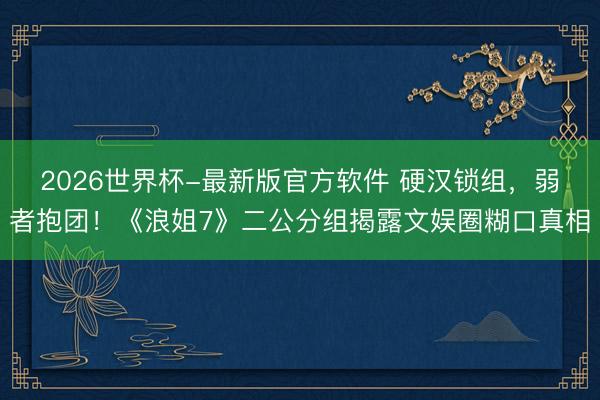 2026世界杯-最新版官方软件 硬汉锁组，弱者抱团！《浪姐7》二公分组揭露文娱圈糊口真相