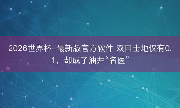 2026世界杯-最新版官方软件 双目击地仅有0.1，却成了油井“名医”