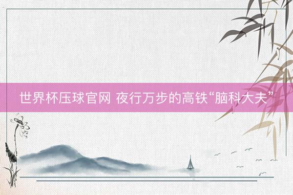 世界杯压球官网 夜行万步的高铁“脑科大夫”