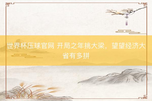 世界杯压球官网 开局之年挑大梁，望望经济大省有多拼