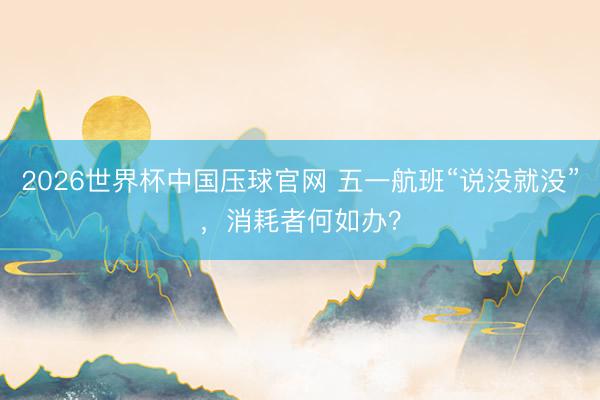 2026世界杯中国压球官网 五一航班“说没就没”，消耗者何如办？