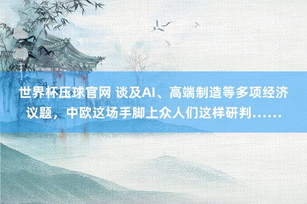 世界杯压球官网 谈及AI、高端制造等多项经济议题，中欧这场手脚上众人们这样研判……